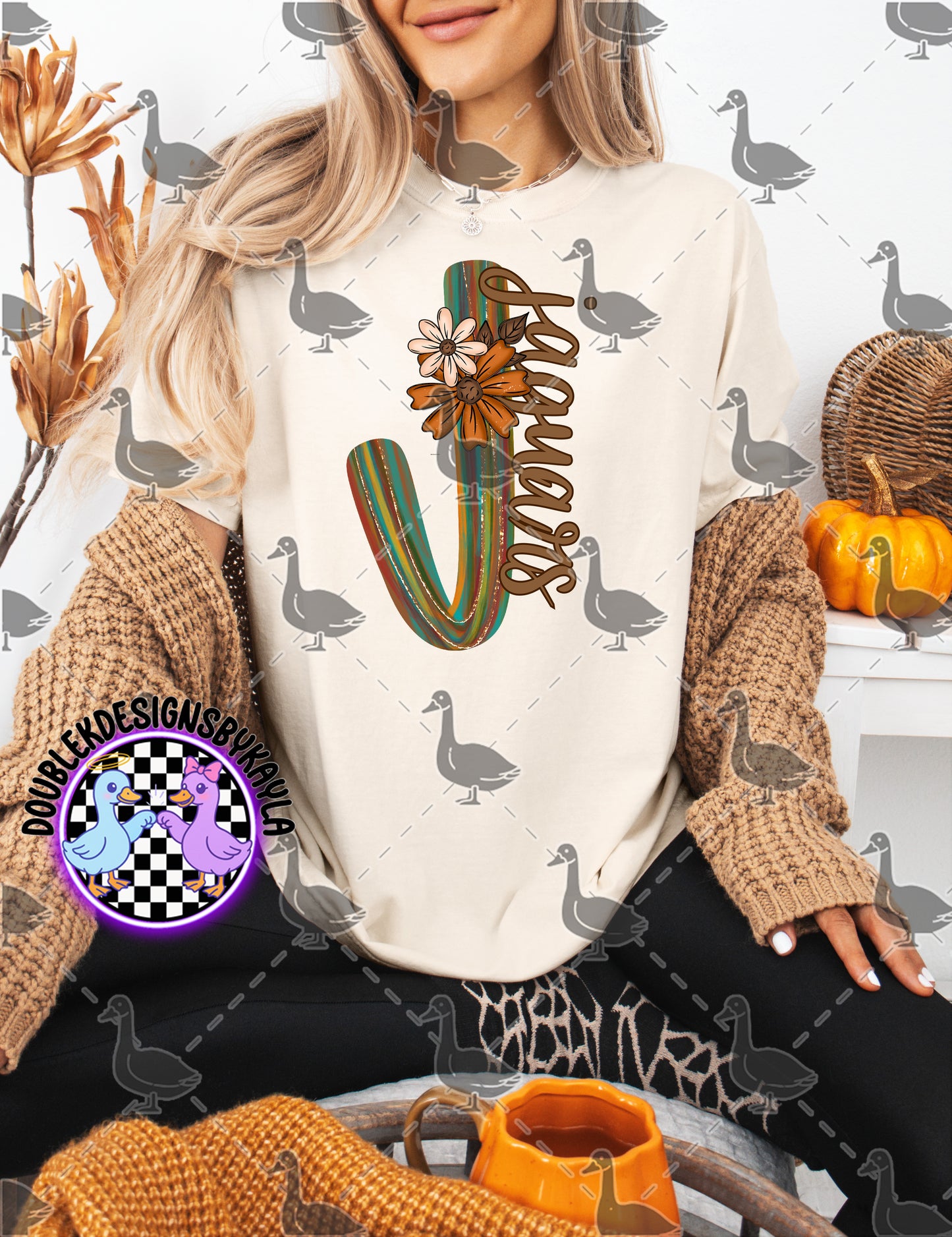 Fall Floral Mascot Letter Digital Designs | Multiple Team Variants