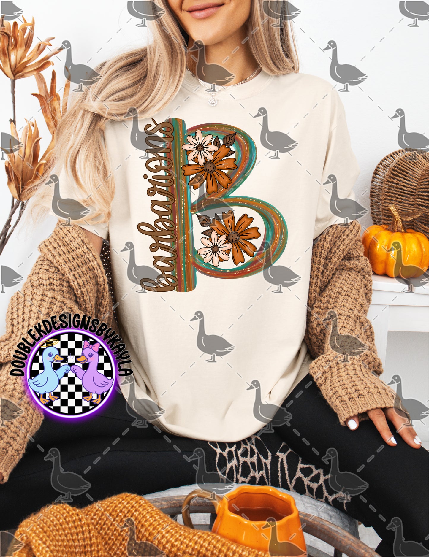 Fall Floral Mascot Letter Digital Designs | Multiple Team Variants