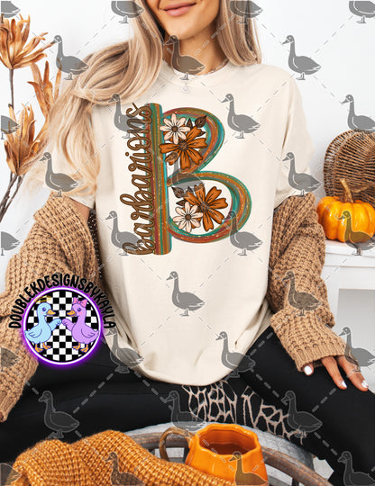 Fall Floral Mascot Letter Digital Designs | Multiple Team Variants