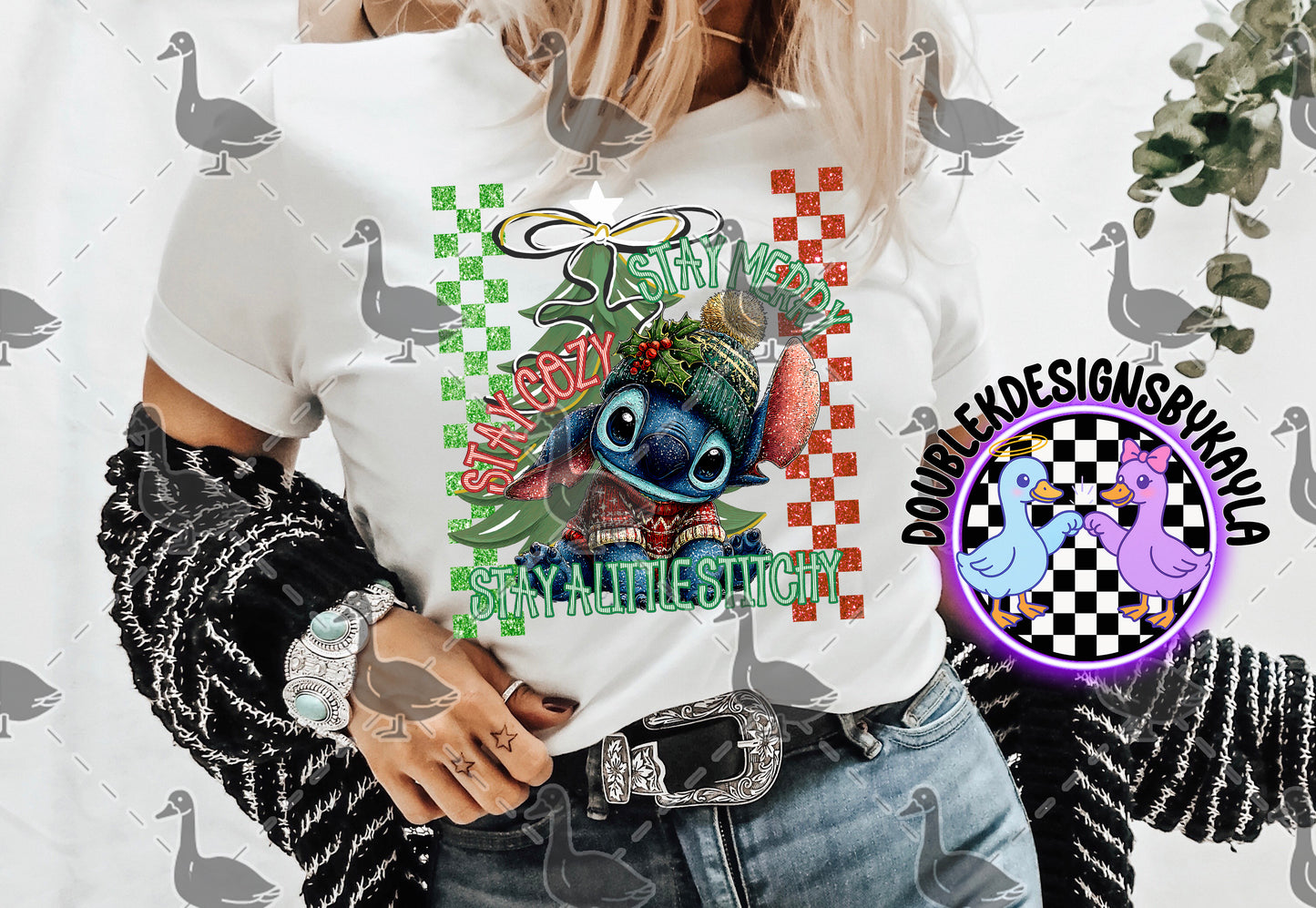 Christmas Stitch PNG | Stay Cozy Stay Merry Sublimation Design