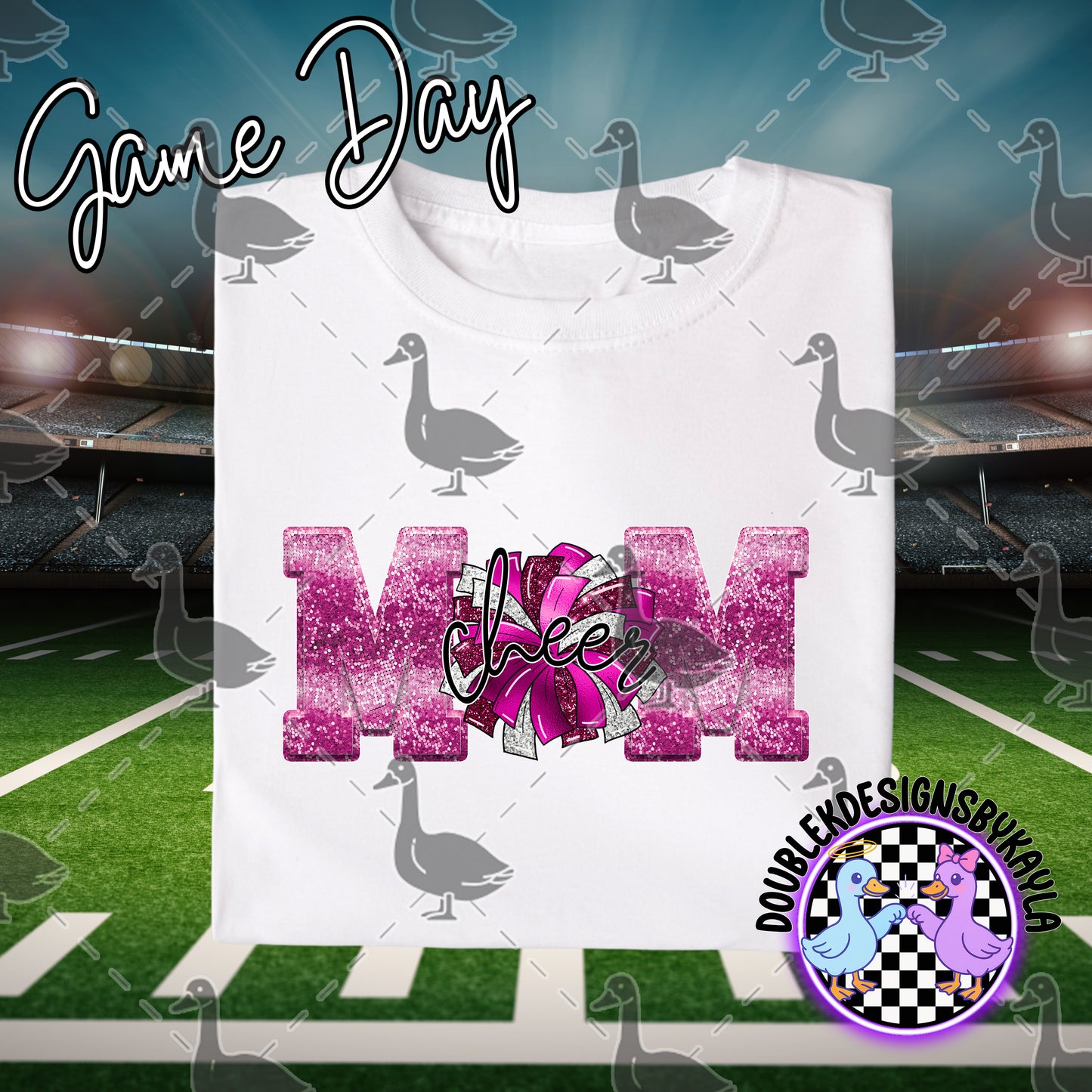 Game Day MOM Pink Glitter Sports Designs – Multiple Sport Options (PNG)