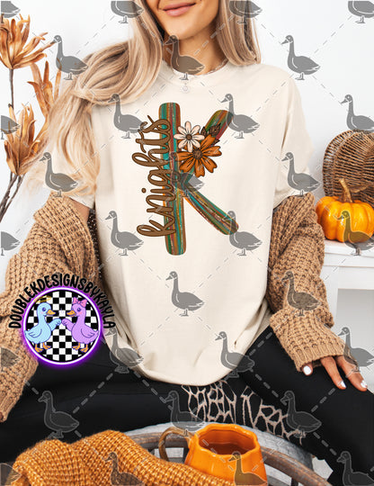 Fall Floral Mascot Letter Digital Designs | Multiple Team Variants