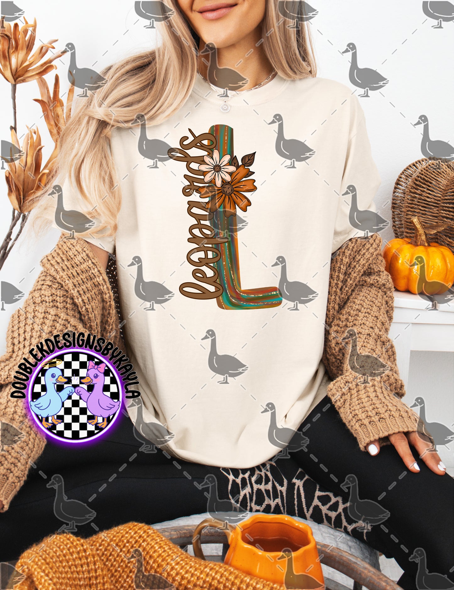 Fall Floral Mascot Letter Digital Designs | Multiple Team Variants