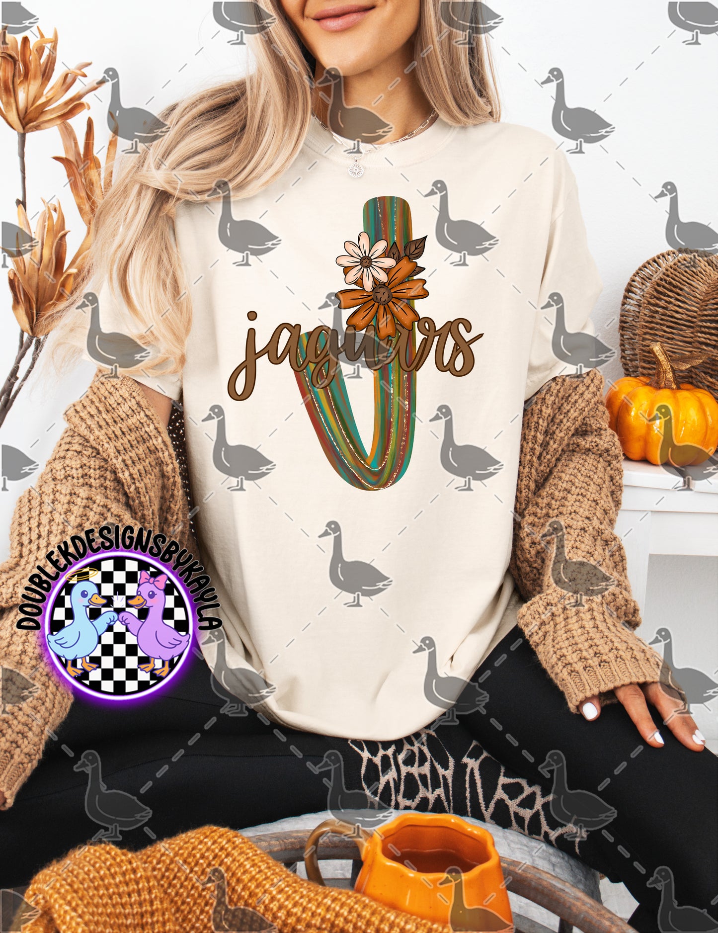 Fall Floral Mascot Letter Digital Designs | Multiple Team Variants
