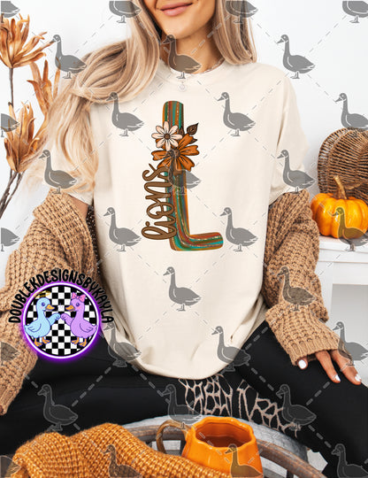 Fall Floral Mascot Letter Digital Designs | Multiple Team Variants