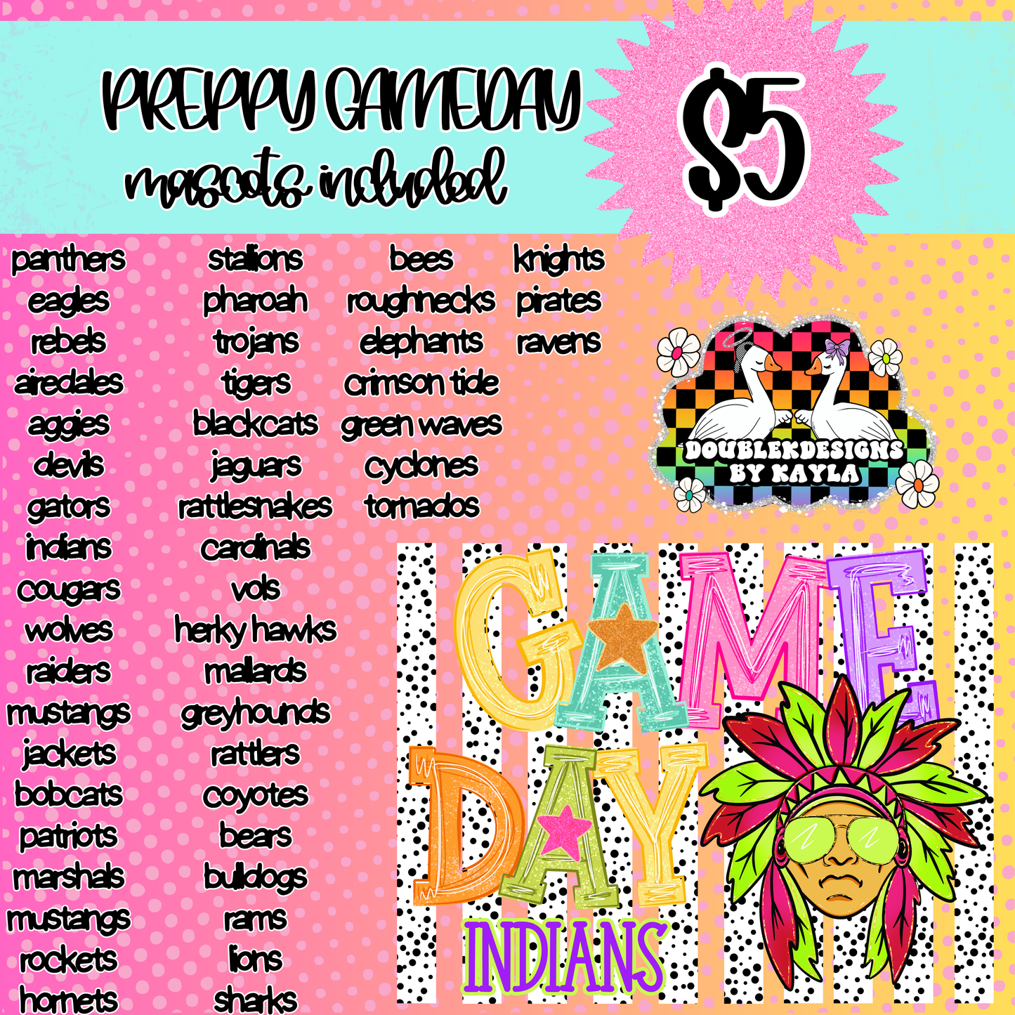 Colorful Preppy Game Day Bundle