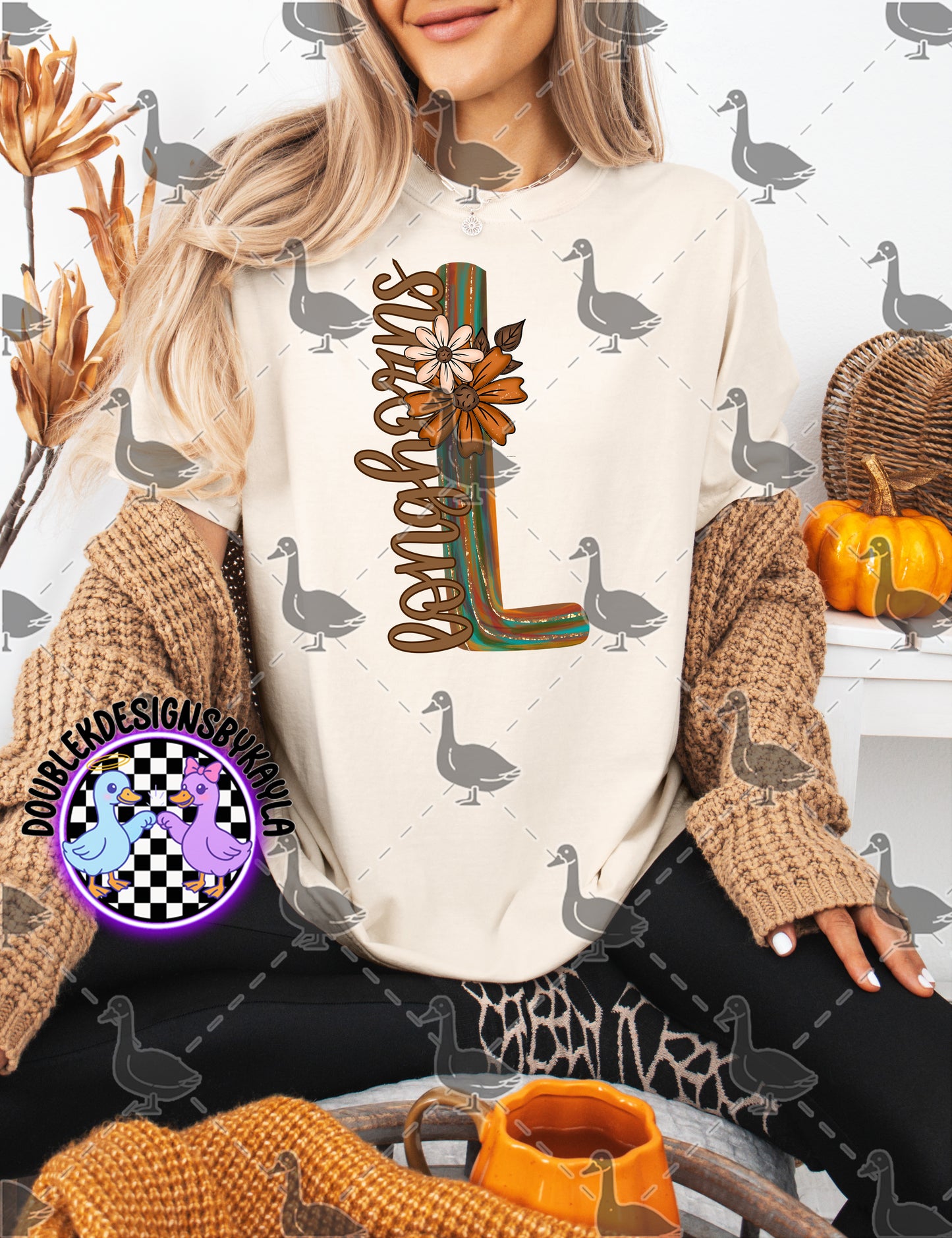 Fall Floral Mascot Letter Digital Designs | Multiple Team Variants