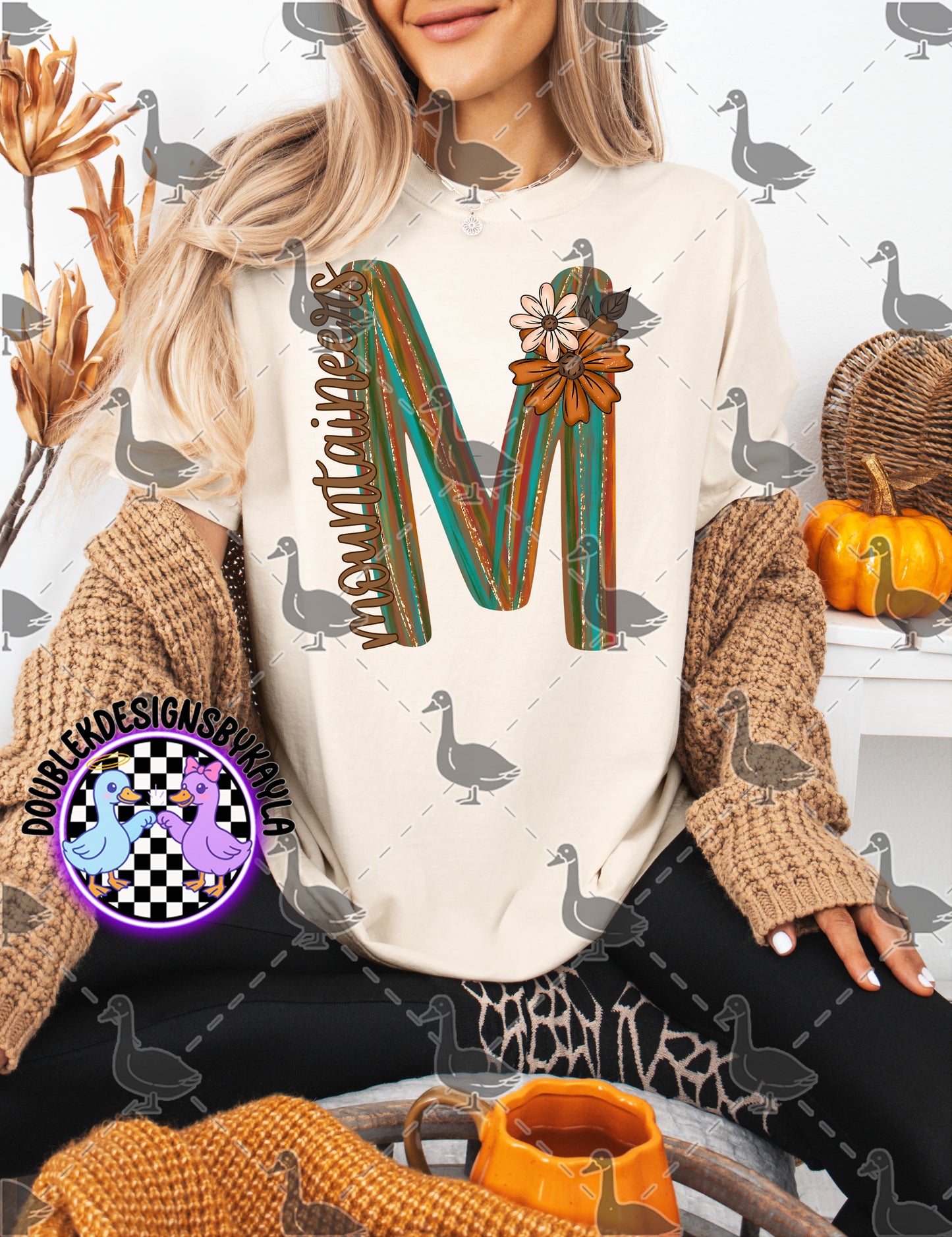 Fall Floral Mascot Letter Digital Designs | Multiple Team Variants