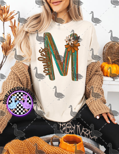Fall Floral Mascot Letter Digital Designs | Multiple Team Variants