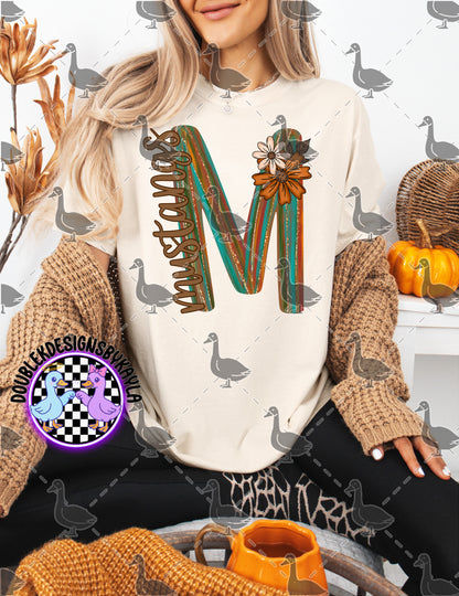 Fall Floral Mascot Letter Digital Designs | Multiple Team Variants