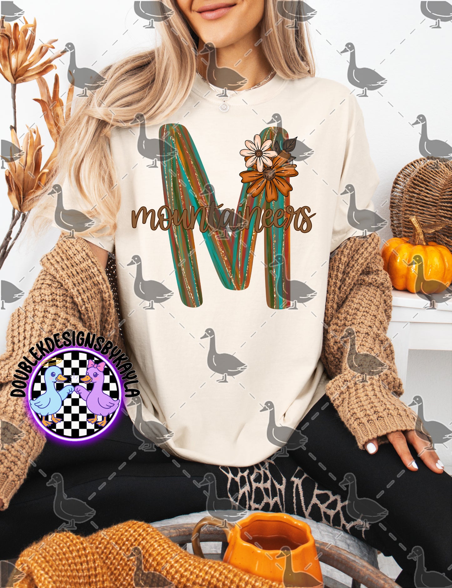 Fall Floral Mascot Letter Digital Designs | Multiple Team Variants