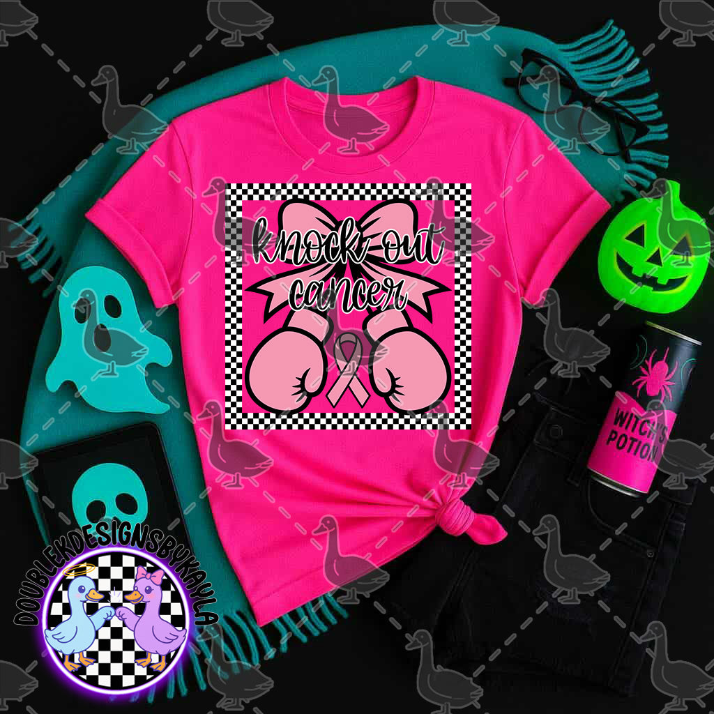 Knock Out Cancer Digital Design | Pink Ribbon Awareness Boxing PNG