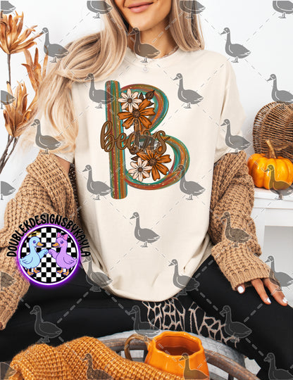 Fall Floral Mascot Letter Digital Designs | Multiple Team Variants