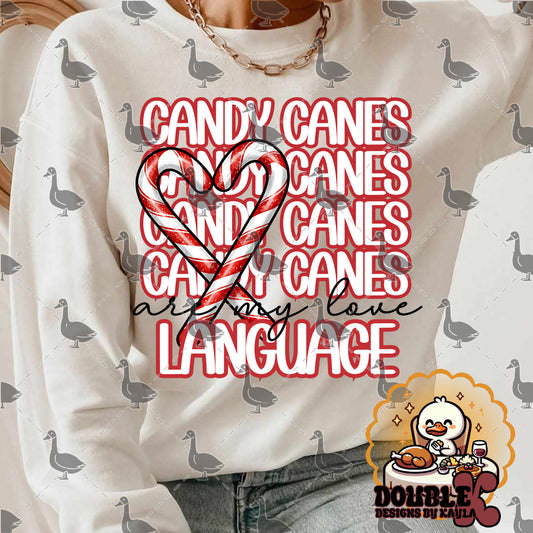 Candy Canes Are My Love Language Digital Design | Holiday Candy Cane PNG