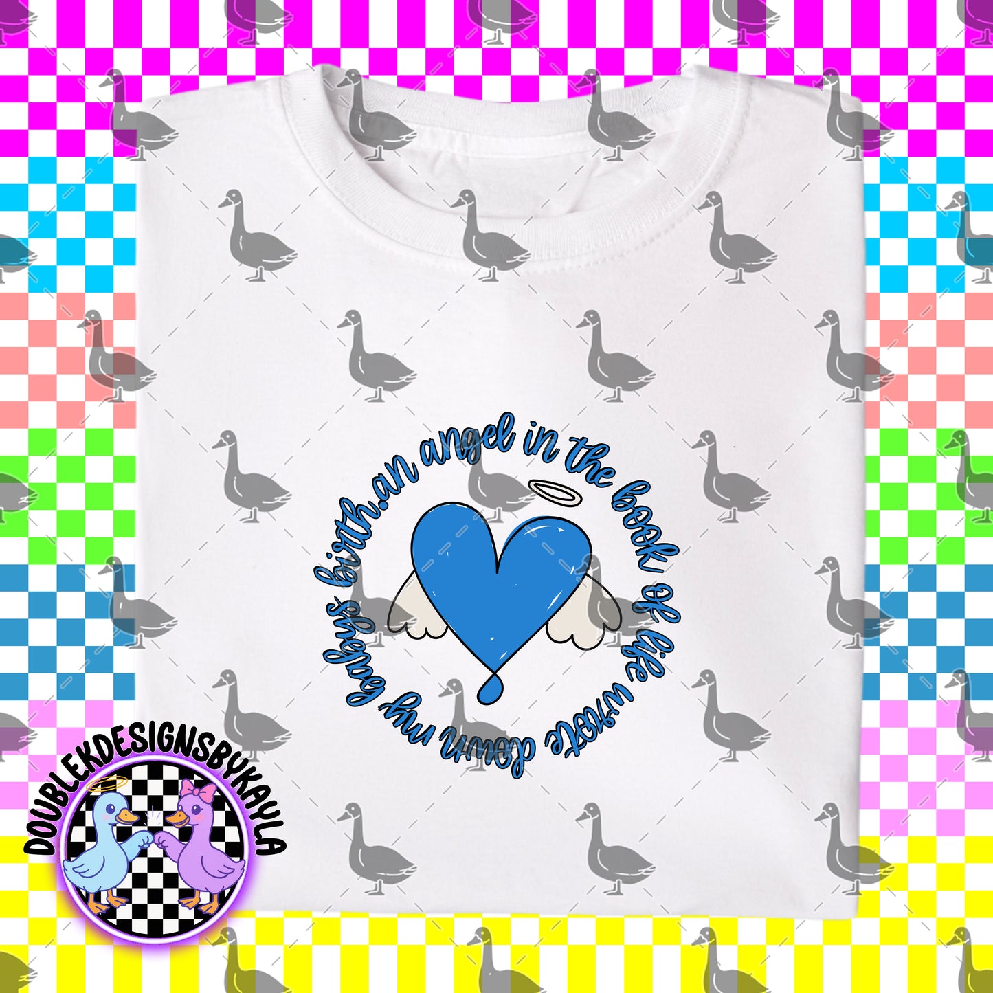 Baby Loss Memorial Digital Design – Angel Heart with Wings PNG (Multiple Colors & Customizable Option)