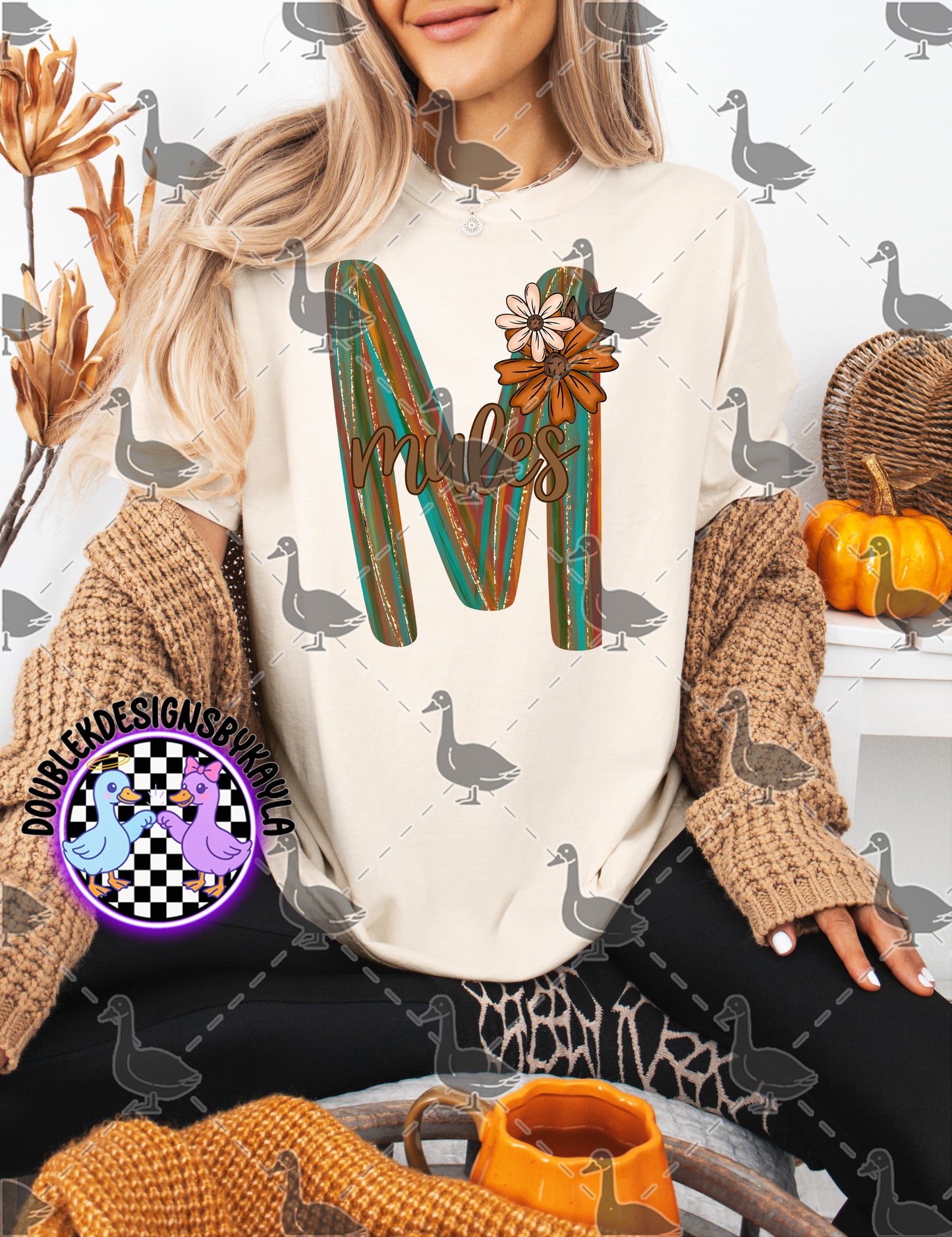 Fall Floral Mascot Letter Digital Designs | Multiple Team Variants