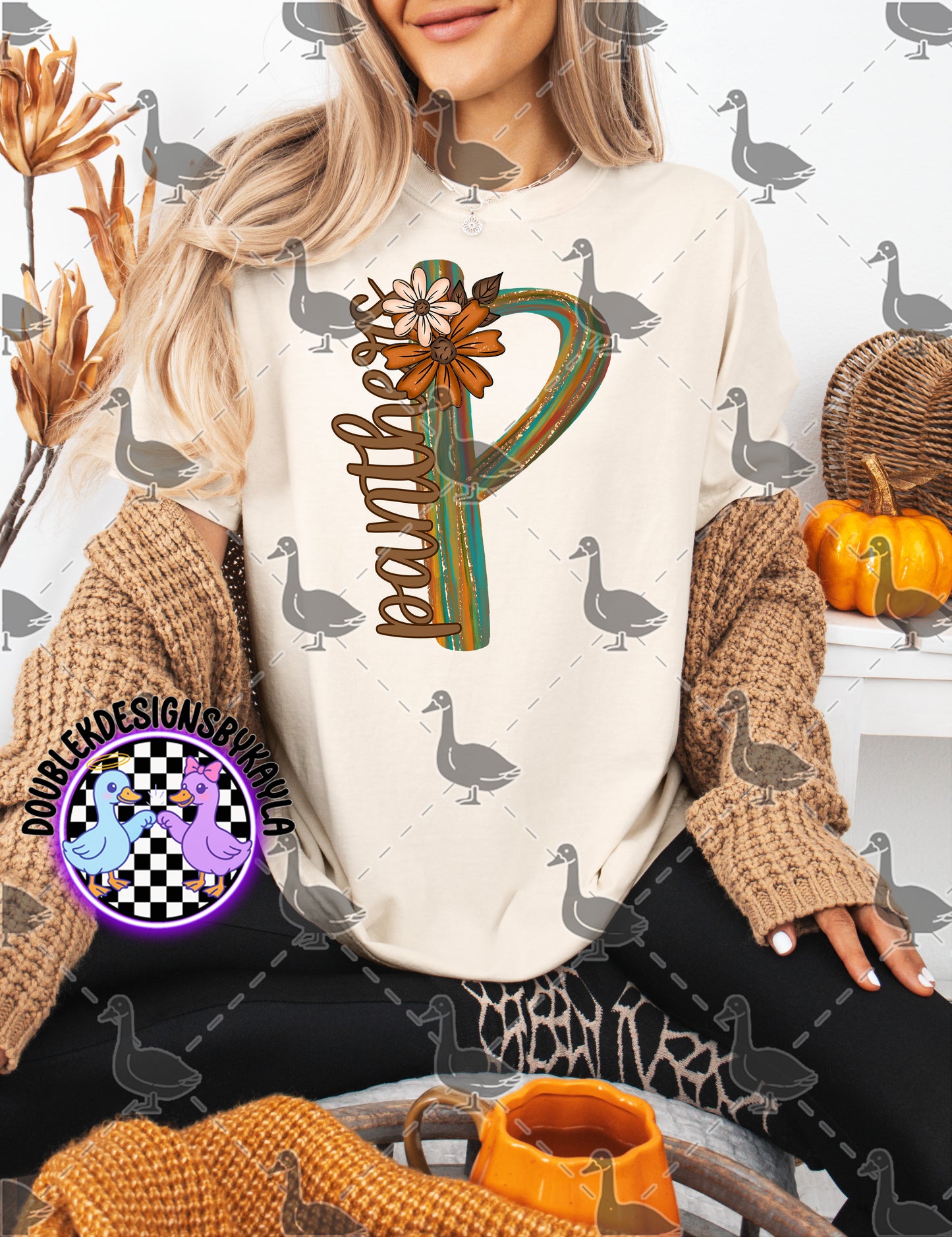 Fall Floral Mascot Letter Digital Designs | Multiple Team Variants