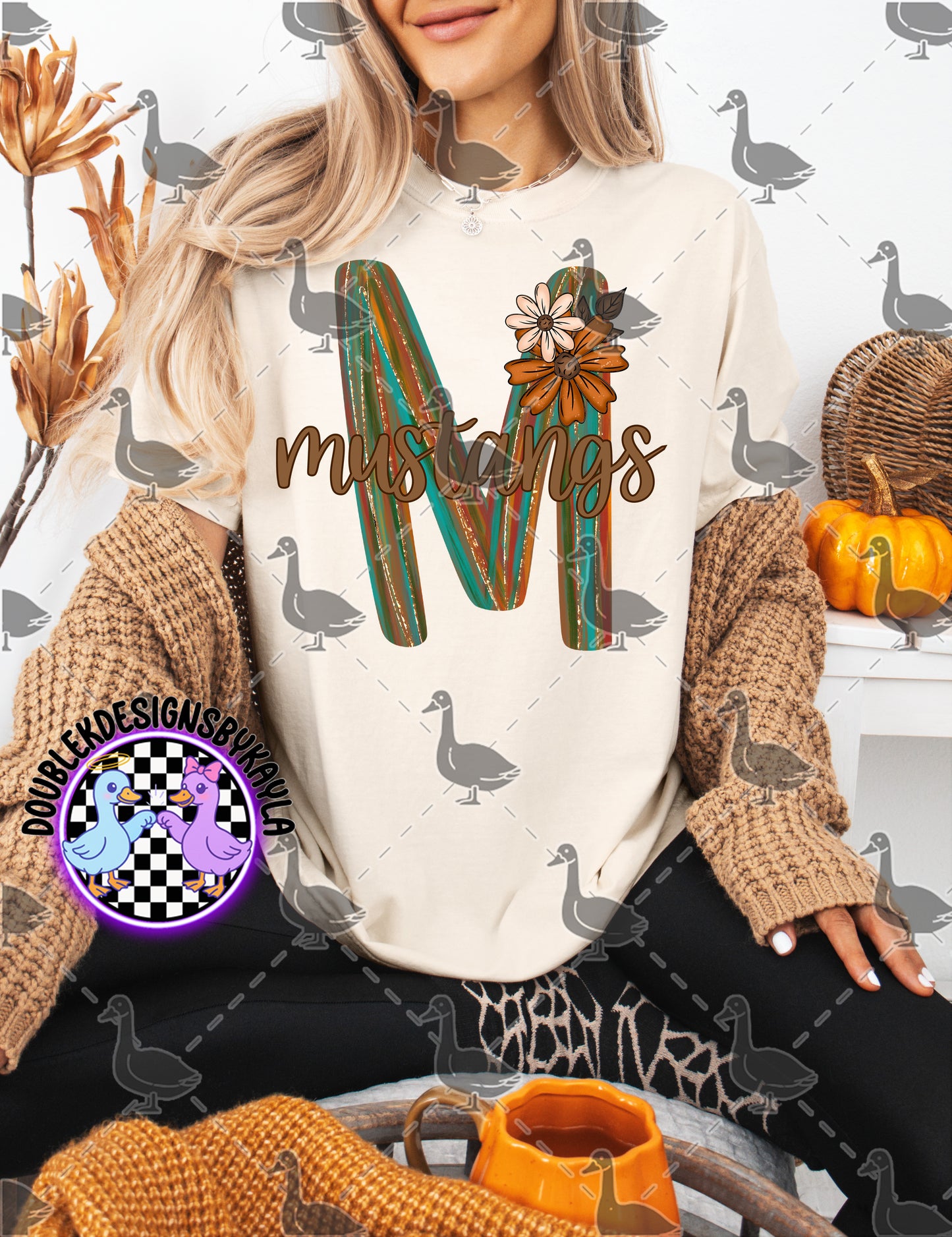 Fall Floral Mascot Letter Digital Designs | Multiple Team Variants
