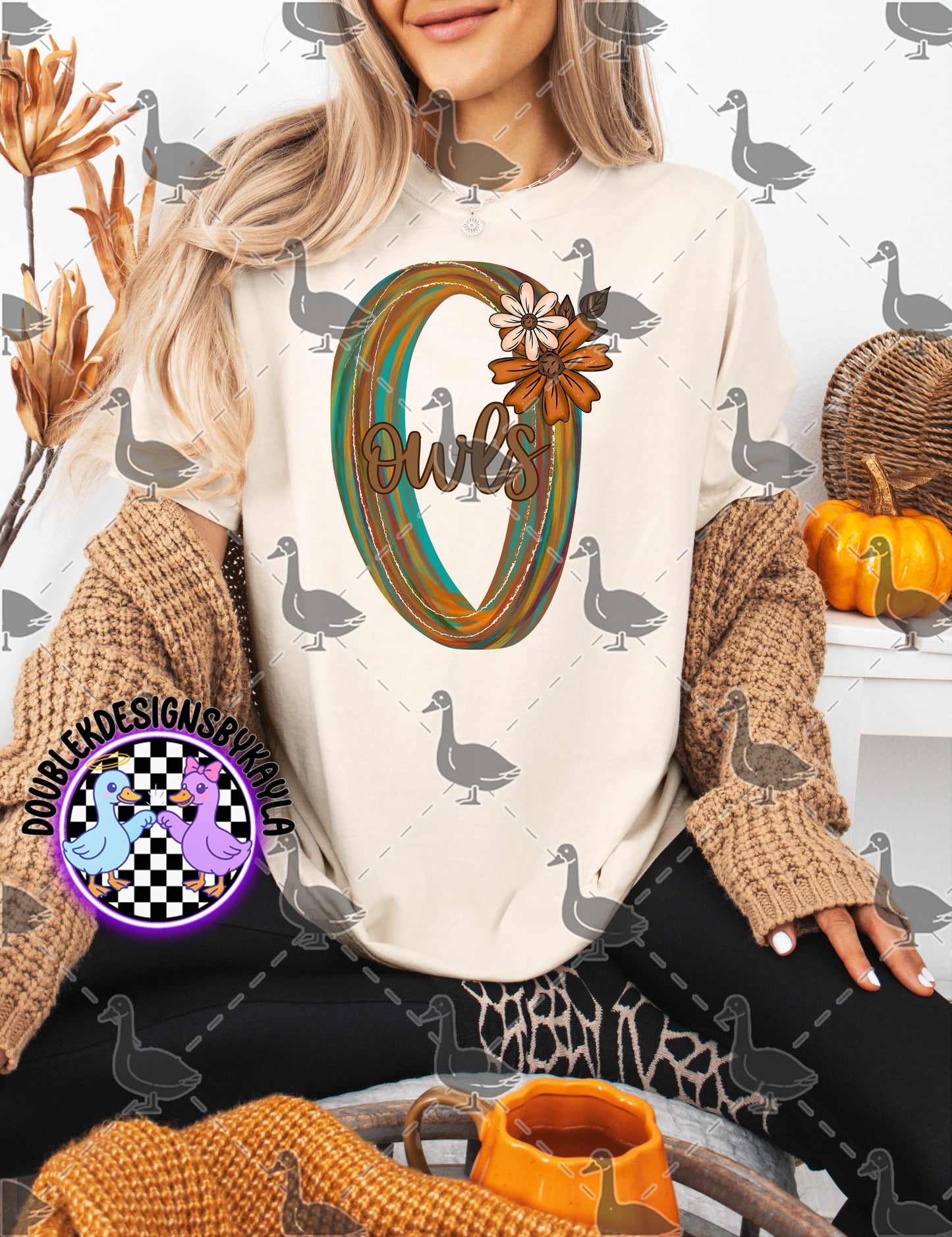 Fall Floral Mascot Letter Digital Designs | Multiple Team Variants