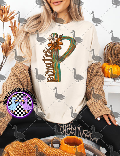 Fall Floral Mascot Letter Digital Designs | Multiple Team Variants