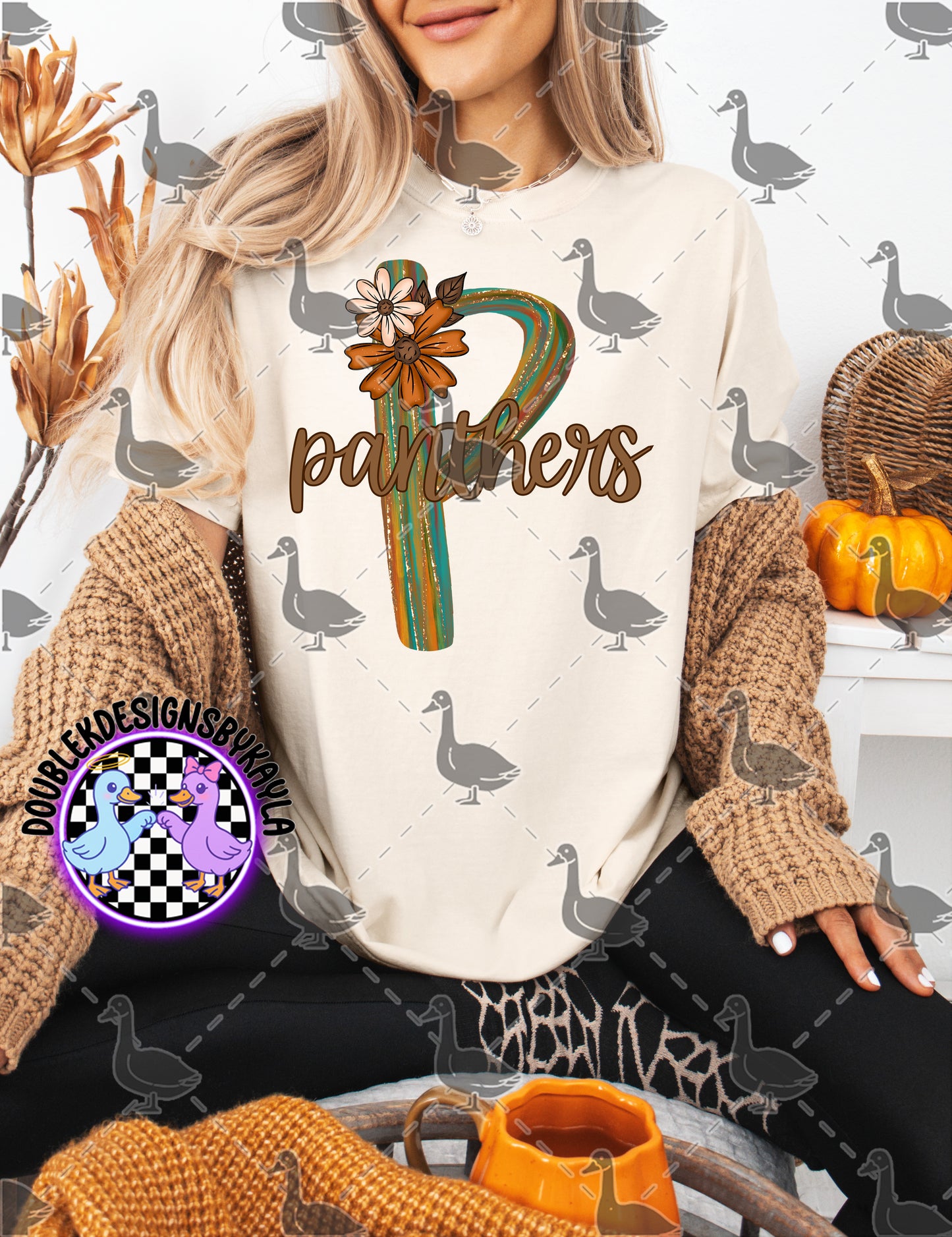 Fall Floral Mascot Letter Digital Designs | Multiple Team Variants