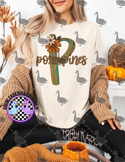 Fall Floral Mascot Letter Digital Designs | Multiple Team Variants