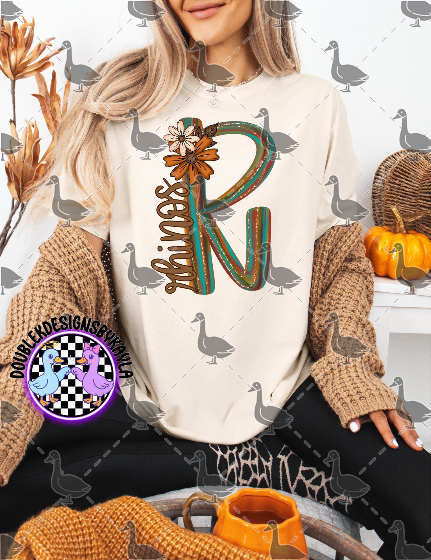 Fall Floral Mascot Letter Digital Designs | Multiple Team Variants