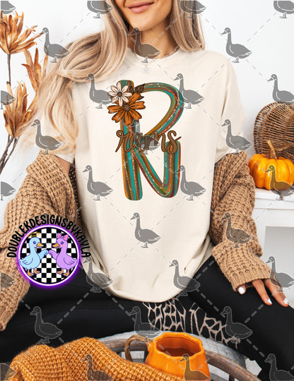 Fall Floral Mascot Letter Digital Designs | Multiple Team Variants