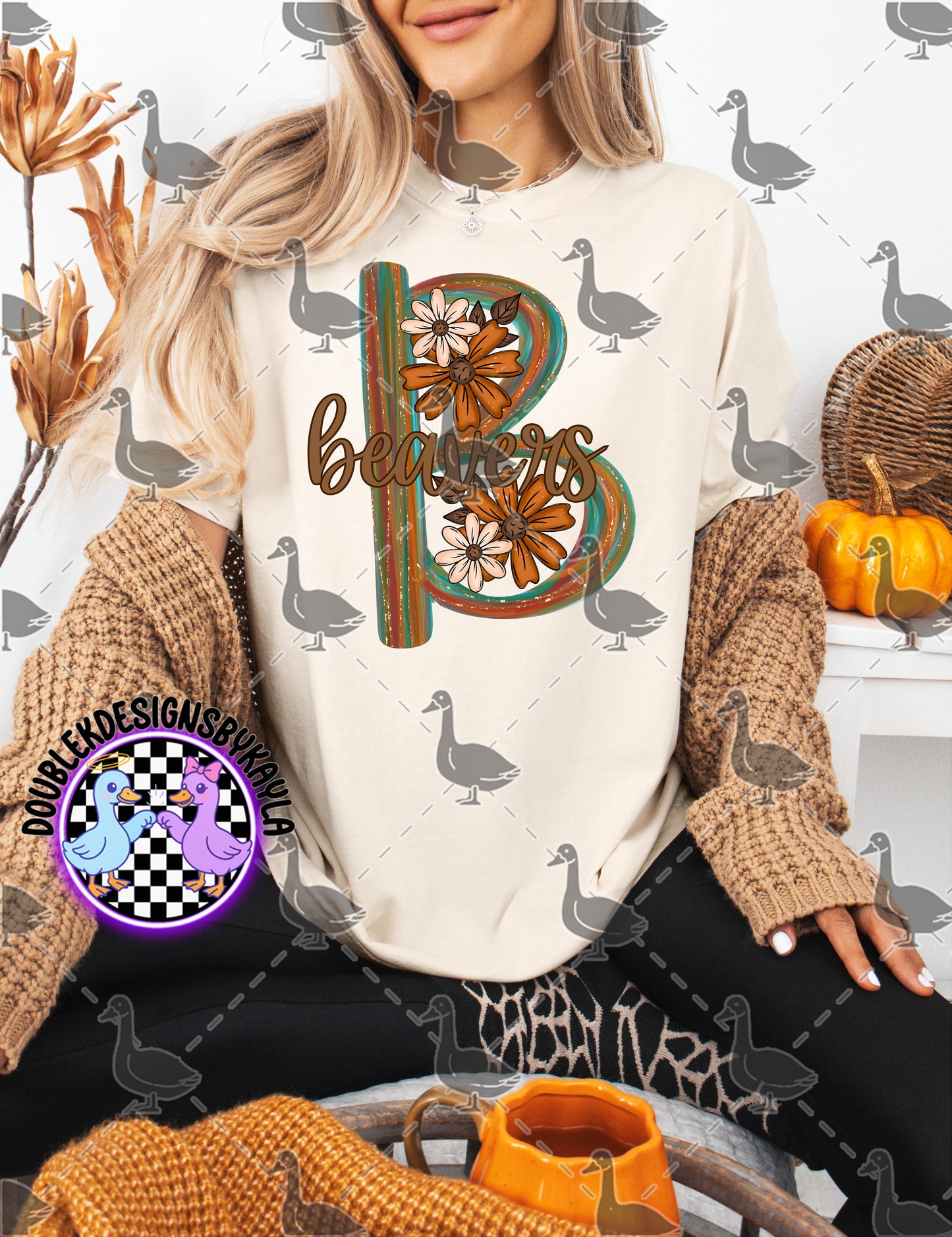 Fall Floral Mascot Letter Digital Designs | Multiple Team Variants