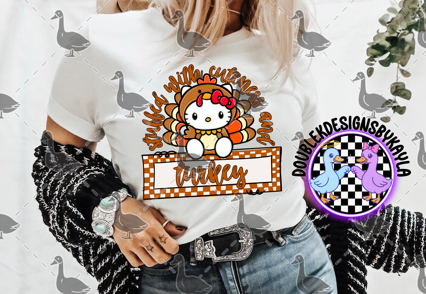 Stuffed with Cuteness and Turkey – Thanksgiving Kitty Digital Design
