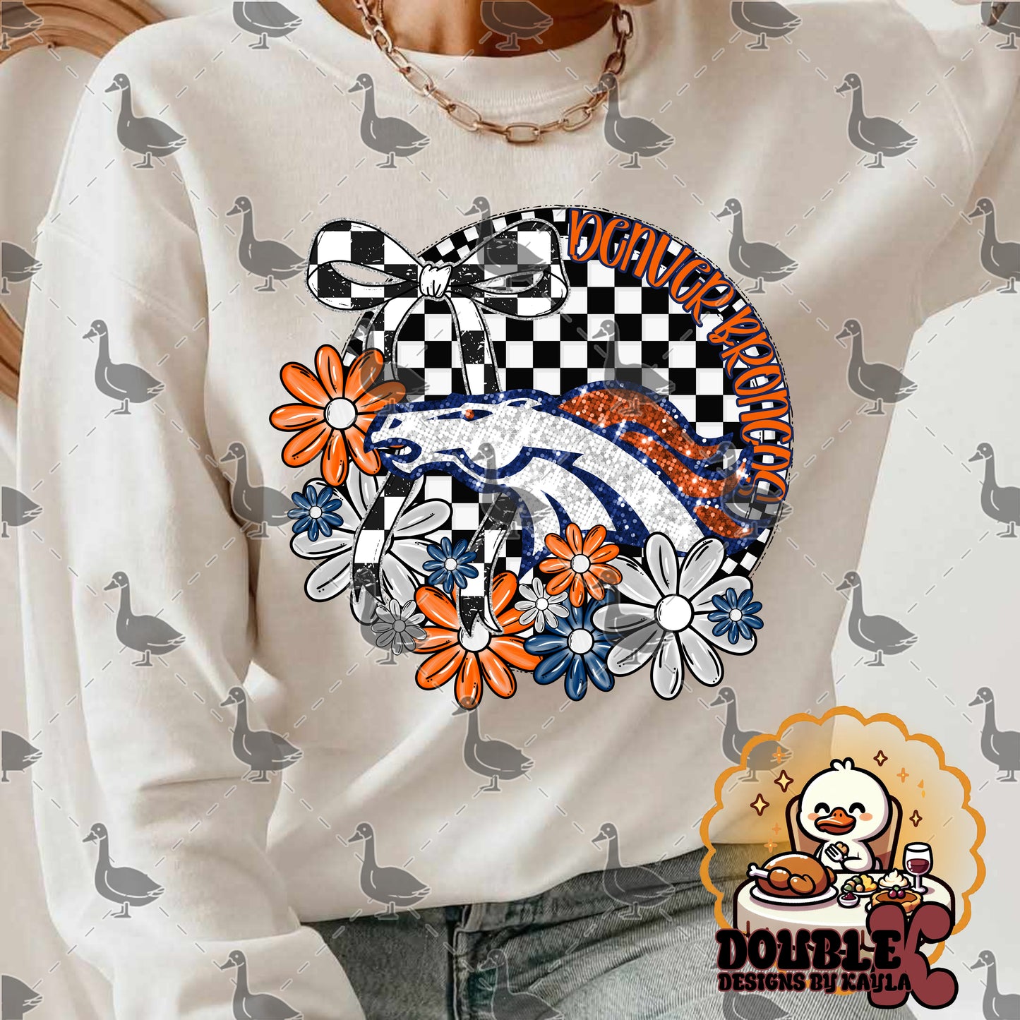 Checkerboard Floral NFL Team Digital Design | Multiple Teams