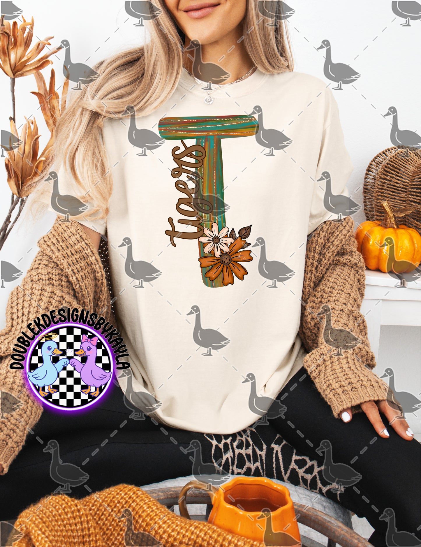 Fall Floral Mascot Letter Digital Designs | Multiple Team Variants