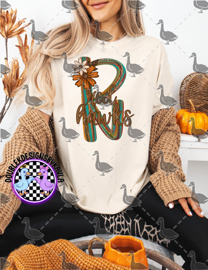 Fall Floral Mascot Letter Digital Designs | Multiple Team Variants