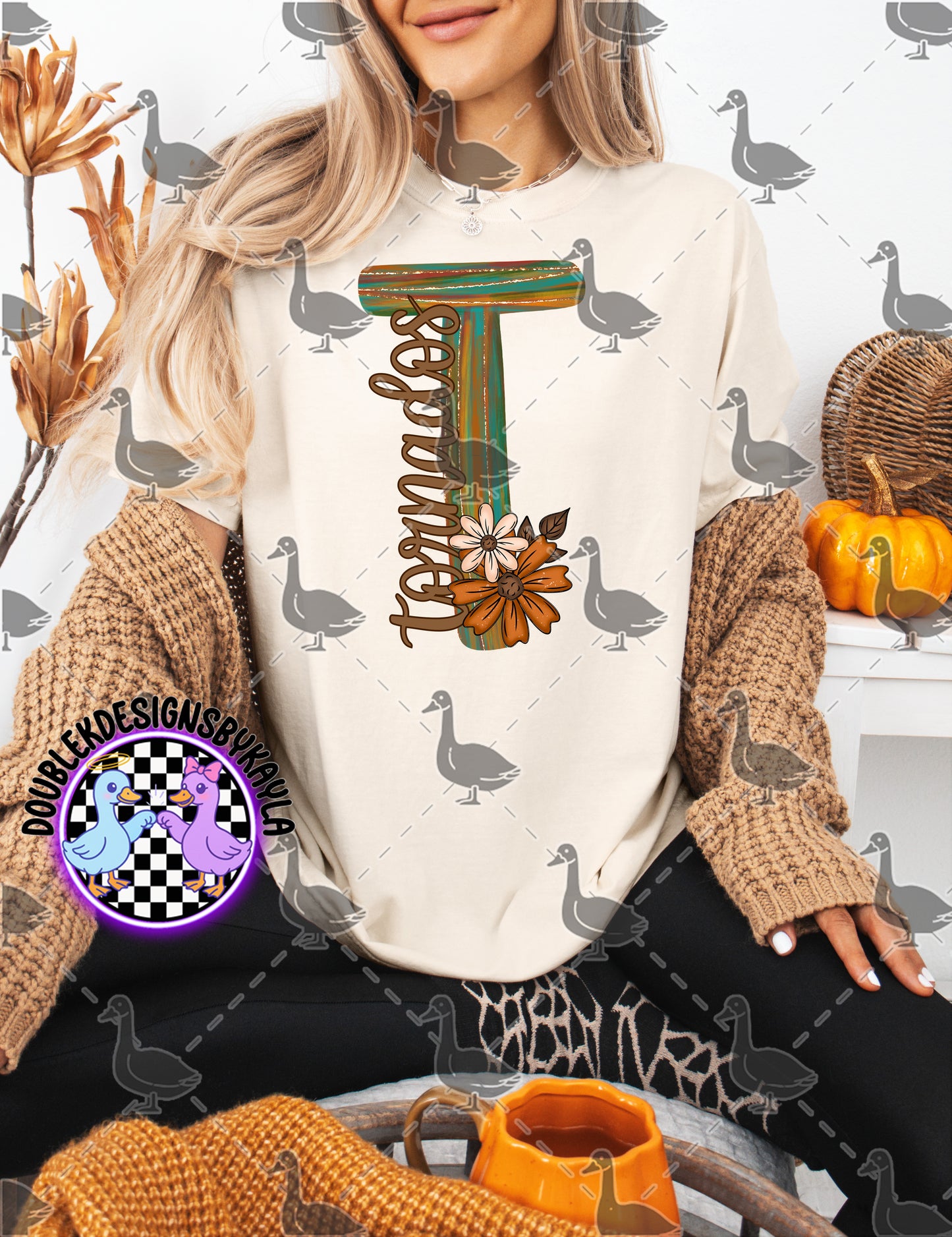 Fall Floral Mascot Letter Digital Designs | Multiple Team Variants
