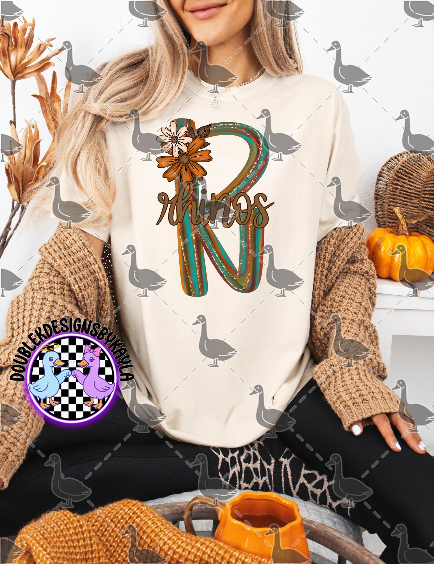 Fall Floral Mascot Letter Digital Designs | Multiple Team Variants
