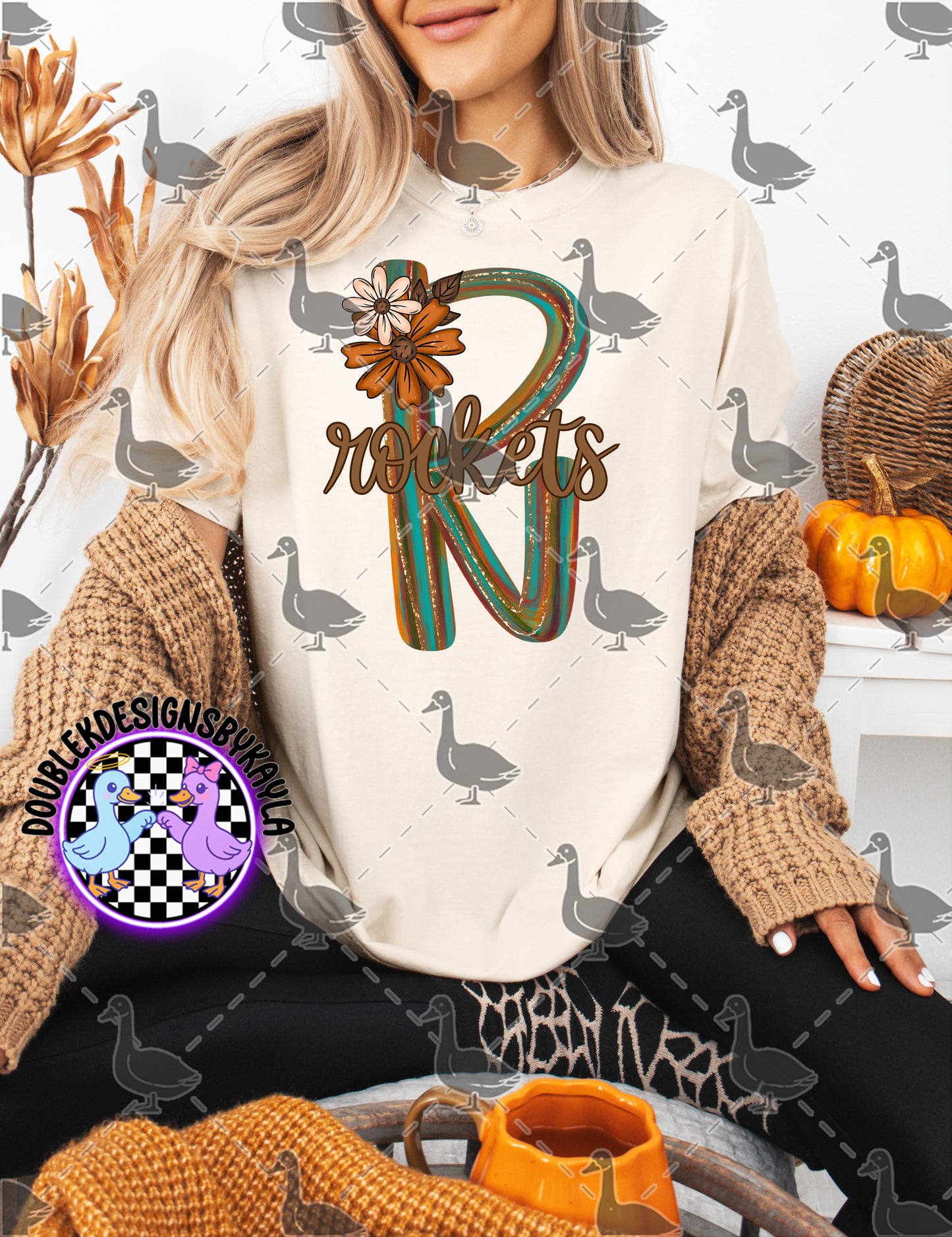 Fall Floral Mascot Letter Digital Designs | Multiple Team Variants