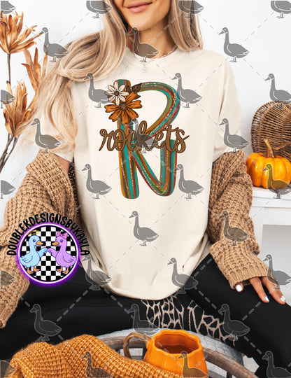 Fall Floral Mascot Letter Digital Designs | Multiple Team Variants