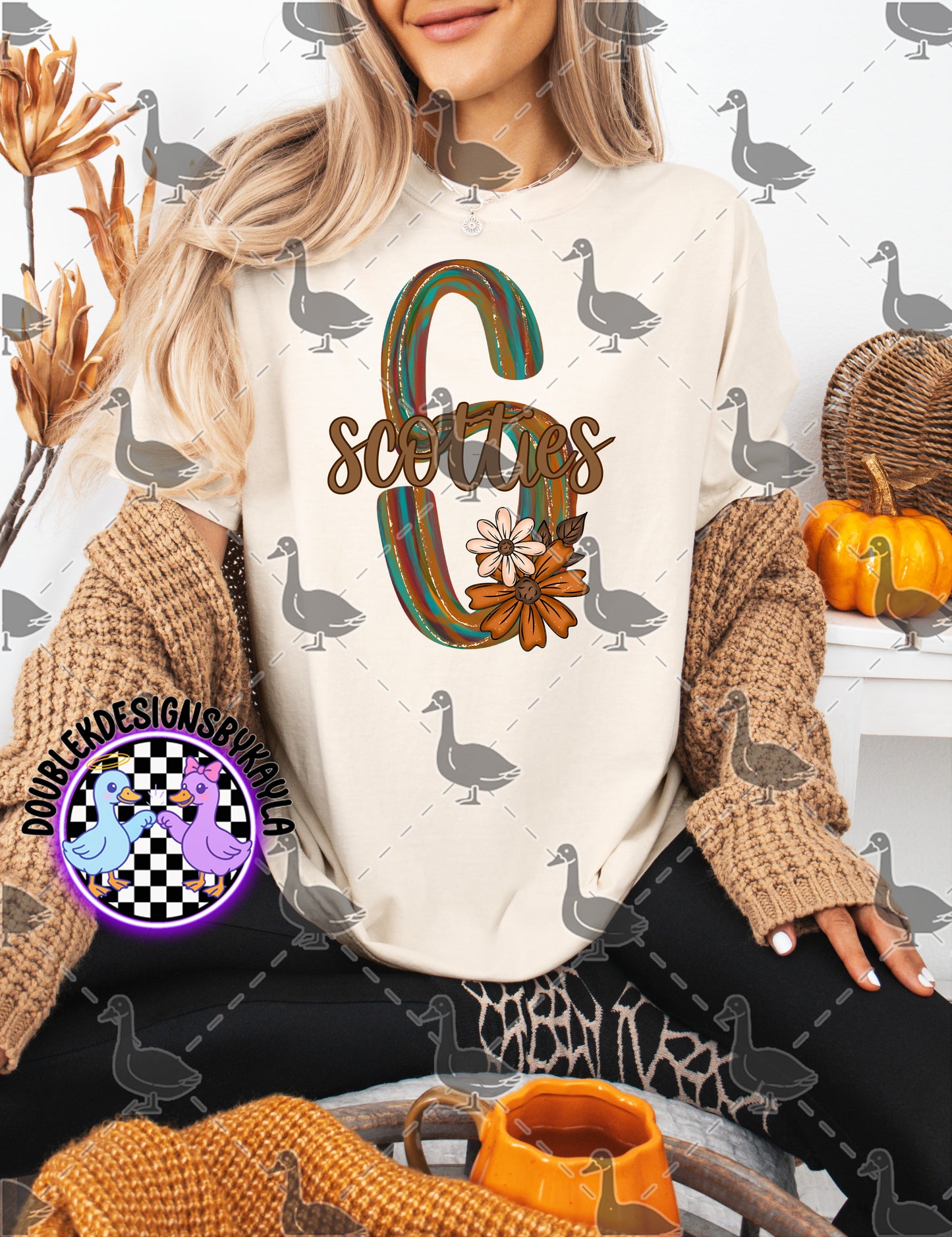 Fall Floral Mascot Letter Digital Designs | Multiple Team Variants