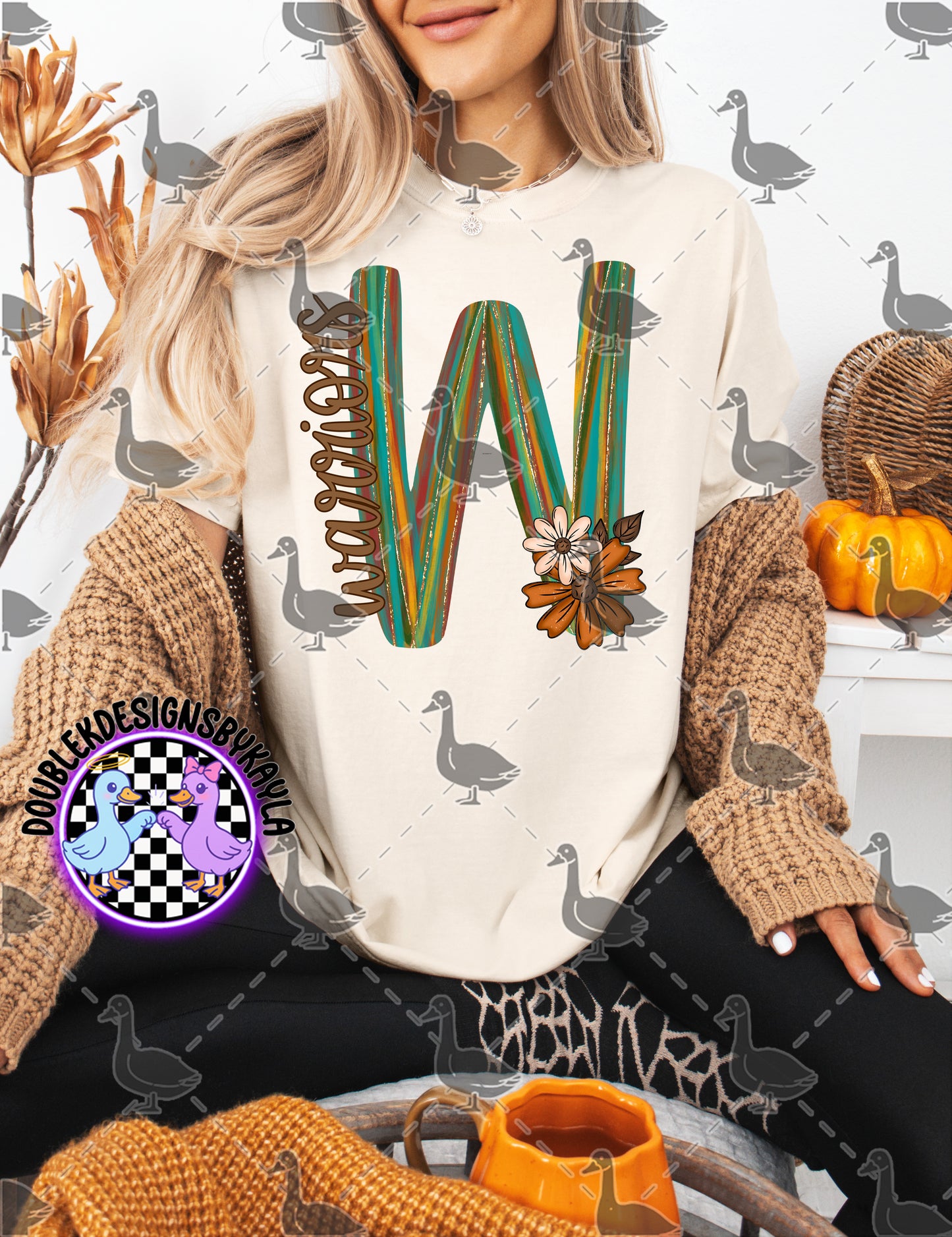 Fall Floral Mascot Letter Digital Designs | Multiple Team Variants