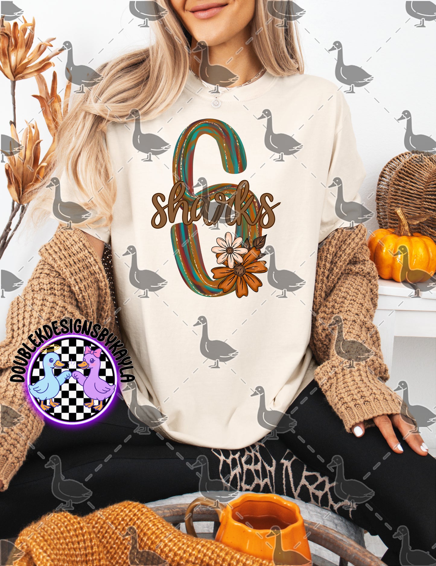 Fall Floral Mascot Letter Digital Designs | Multiple Team Variants