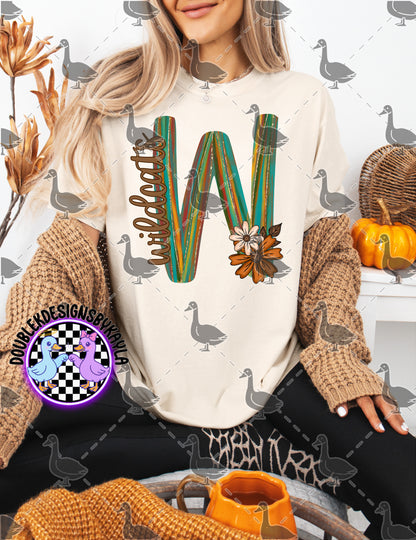 Fall Floral Mascot Letter Digital Designs | Multiple Team Variants