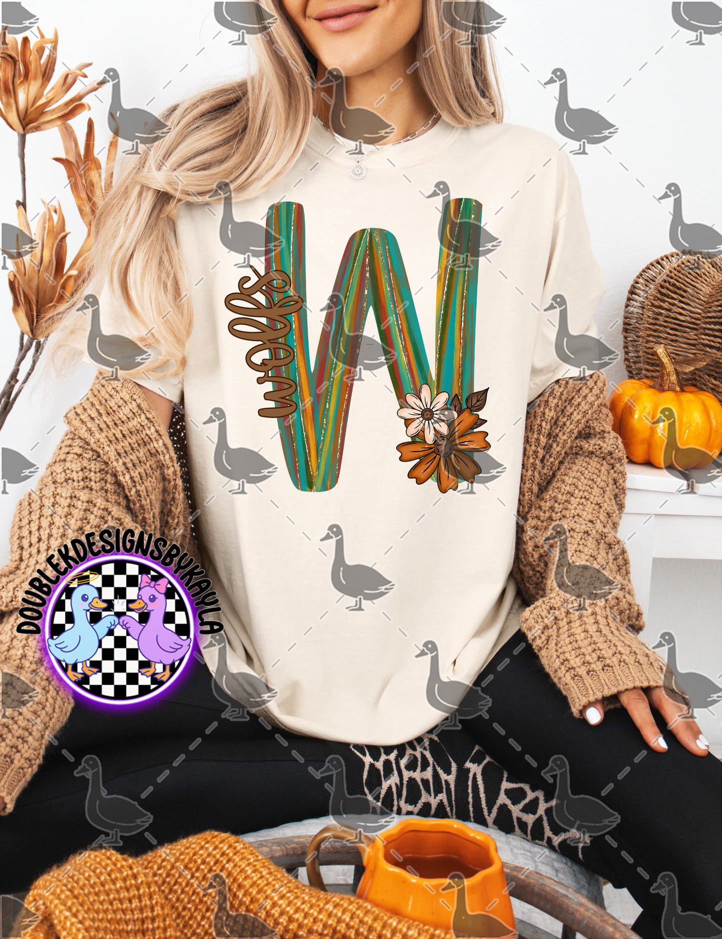 Fall Floral Mascot Letter Digital Designs | Multiple Team Variants