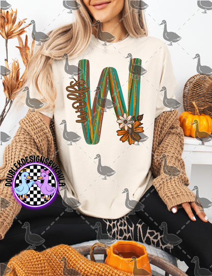 Fall Floral Mascot Letter Digital Designs | Multiple Team Variants