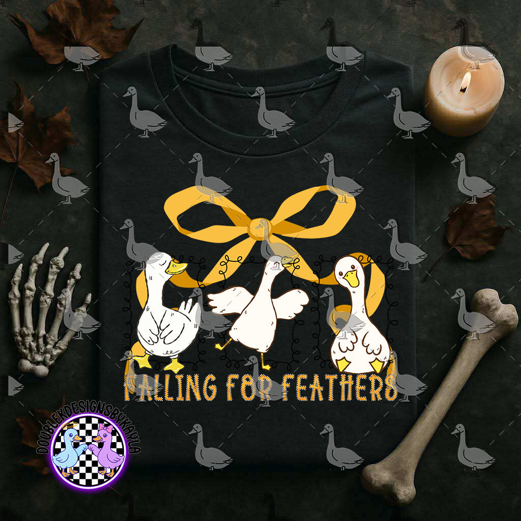 Falling for Feathers Digital Design | Cute Goose Autumn Bow PNG