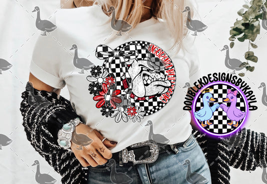 Georgia Bulldogs PNG | Checkerboard Floral Circle Game Day Design