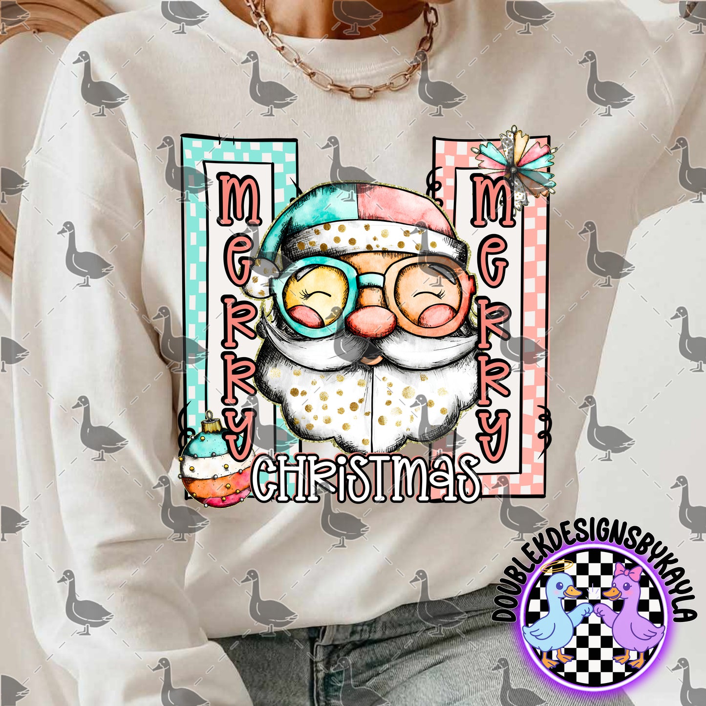 Merry Merry Christmas Santa with Glasses – Digital Design