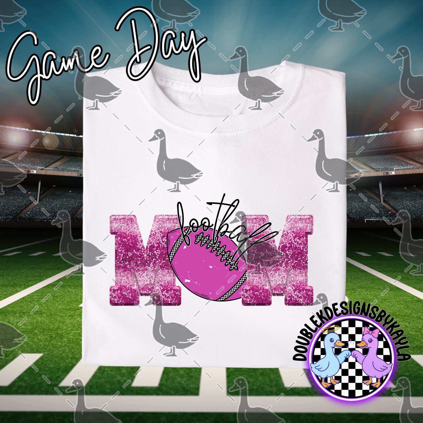Game Day MOM Pink Glitter Sports Designs – Multiple Sport Options (PNG)