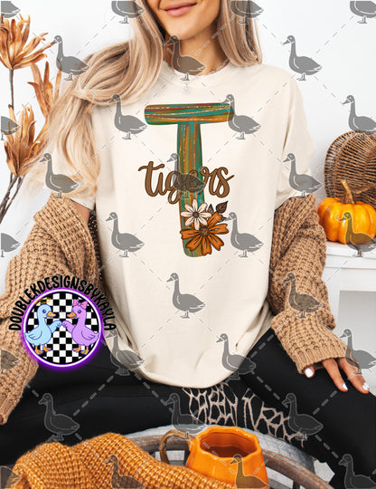 Fall Floral Mascot Letter Digital Designs | Multiple Team Variants