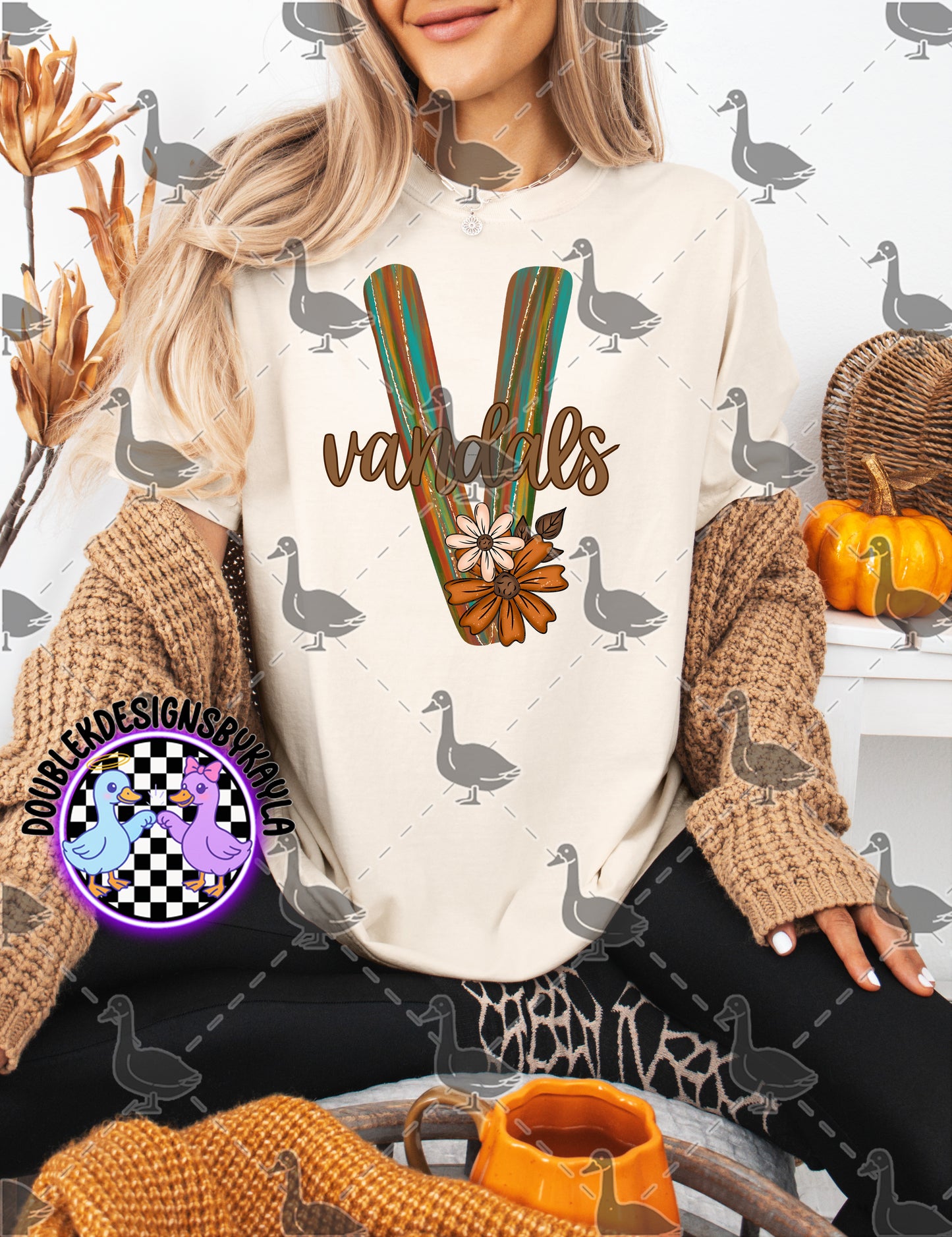 Fall Floral Mascot Letter Digital Designs | Multiple Team Variants
