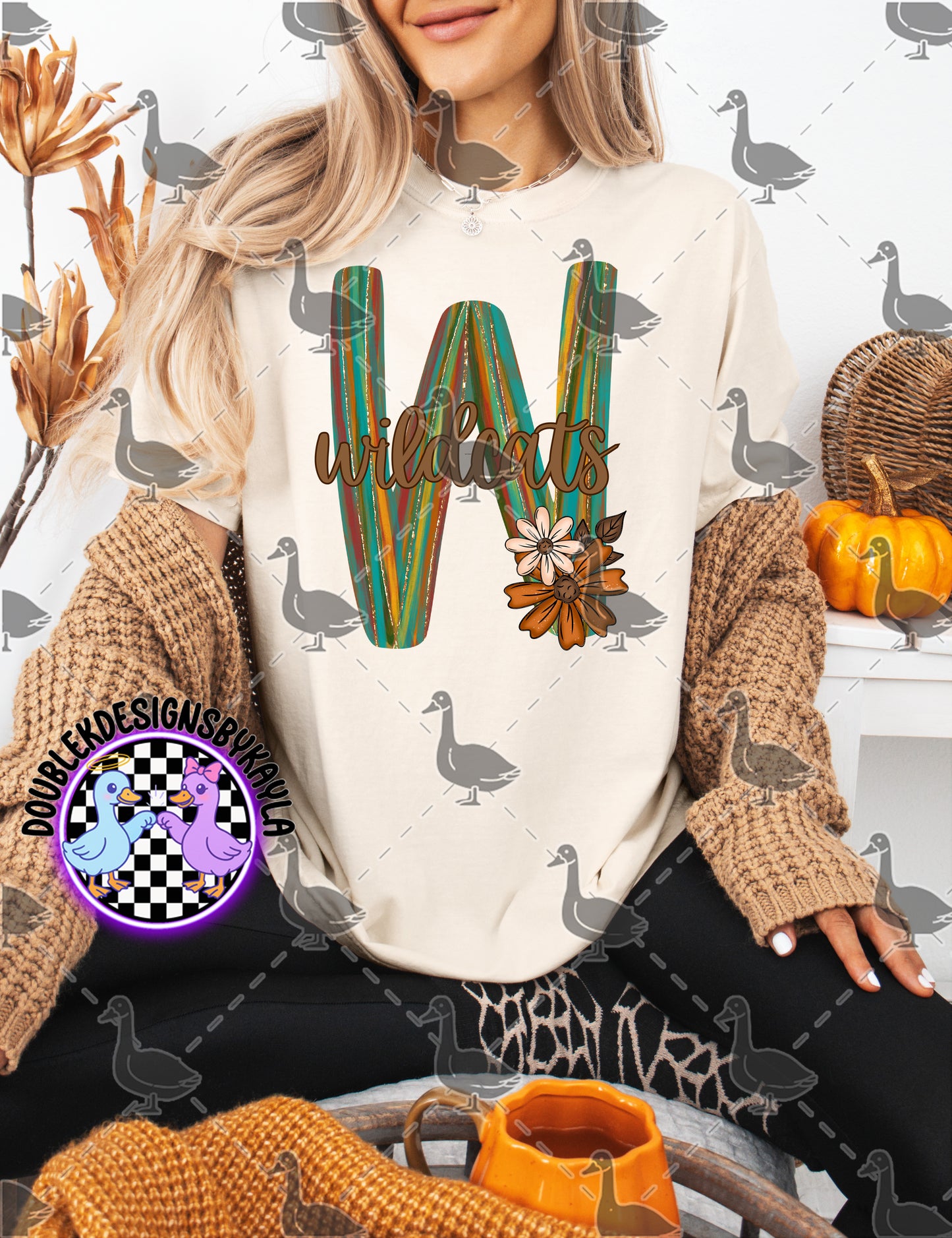 Fall Floral Mascot Letter Digital Designs | Multiple Team Variants